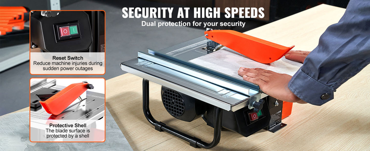 SucceBuy Wet Tile Saw 7-inch 65Mn Steel Blade 3500 RPM Induction Motor