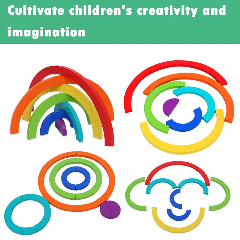 Rainbow Jigsaw Children Wooden Toys 3D Puzzle Montessori