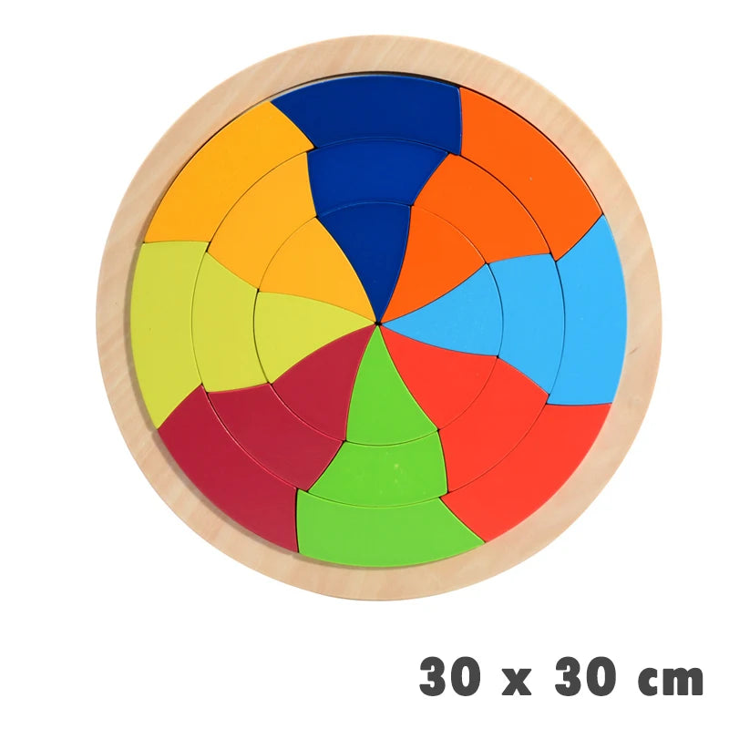 Rainbow Jigsaw Children Wooden Toys 3D Puzzle Montessori