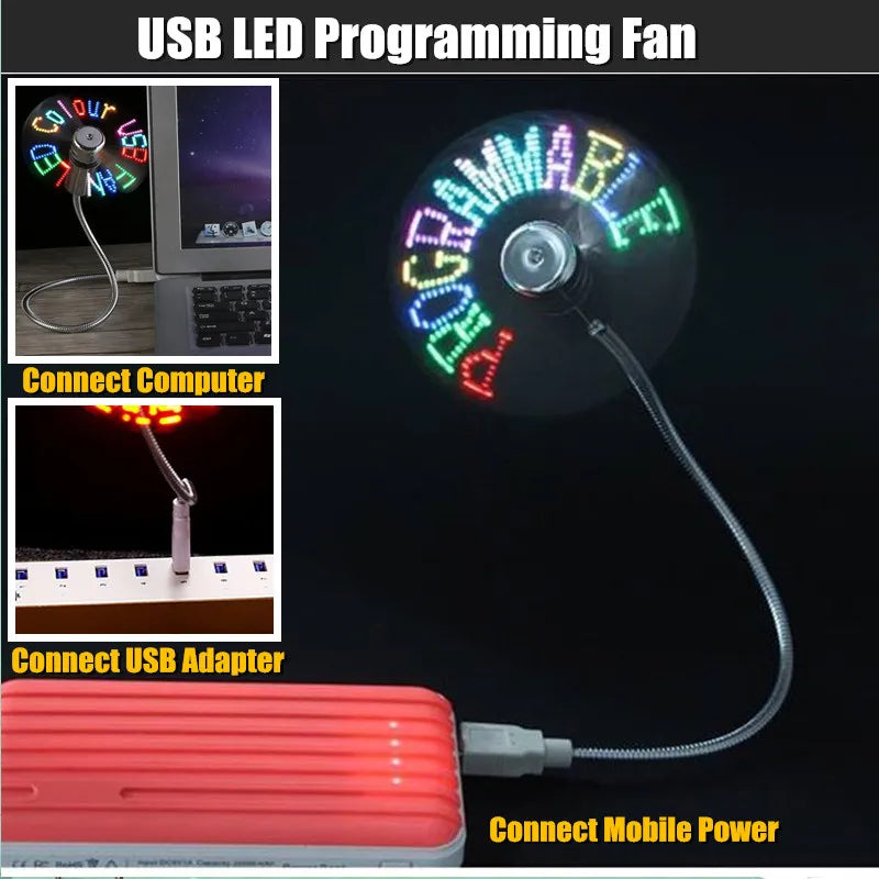DIY USB LED Light Flash Self Program Fan Edit&Display
