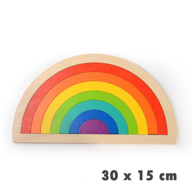Rainbow Jigsaw Children Wooden Toys 3D Puzzle Montessori