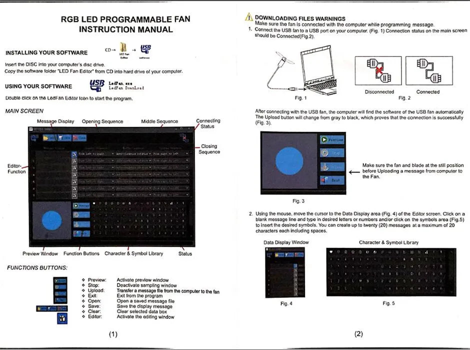 DIY USB LED Light Flash Self Program Fan Edit&Display