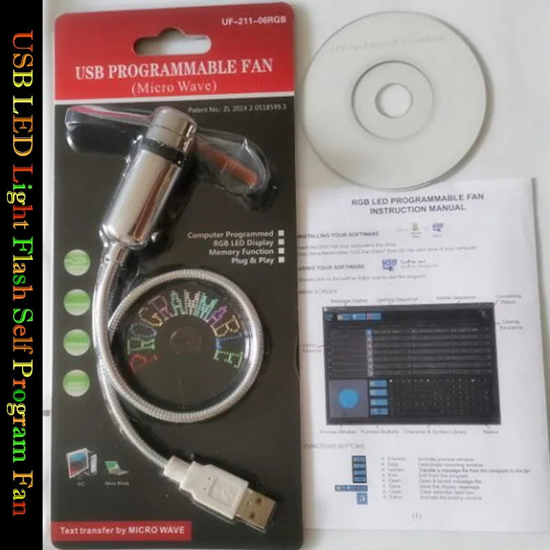 DIY USB LED Light Flash Self Program Fan Edit&Display