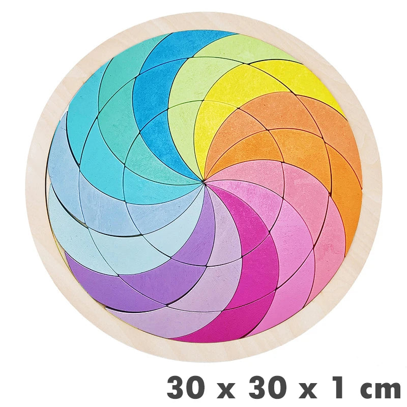 Rainbow Jigsaw Children Wooden Toys 3D Puzzle Montessori