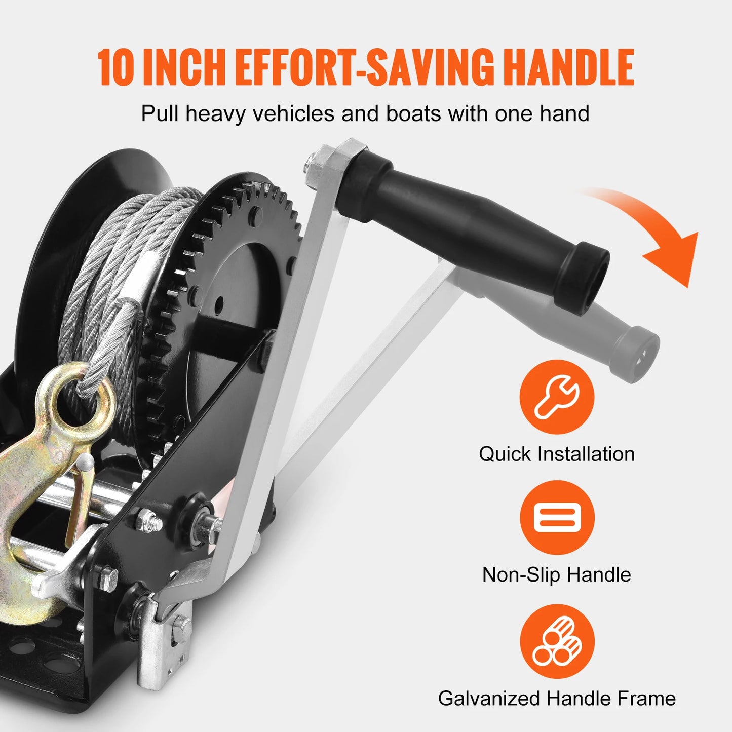 SucceBuy Hand Winch Heavy Duty Rope Crank with 33 ft Steel Wire