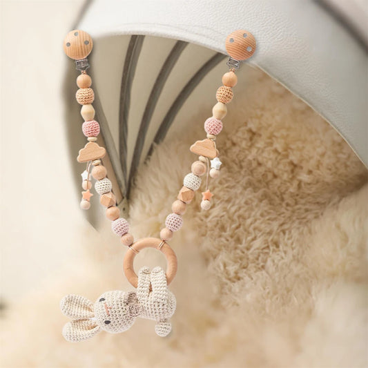 0 6 12 Month Wooden Crochet Baby Car Chain Hanging Pram Toy  Rattle Crib Bell Animal Mobiles Gym Stroller Pendants Toddler Gifts
