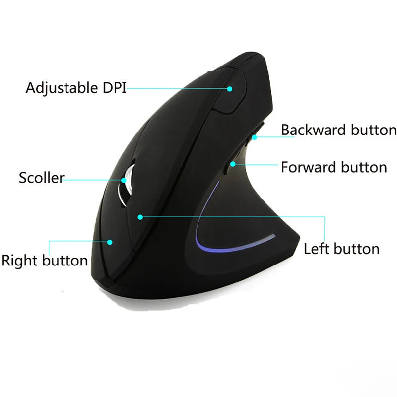 Vertical Ergonomic Portable Wired USB Wireless Mouse