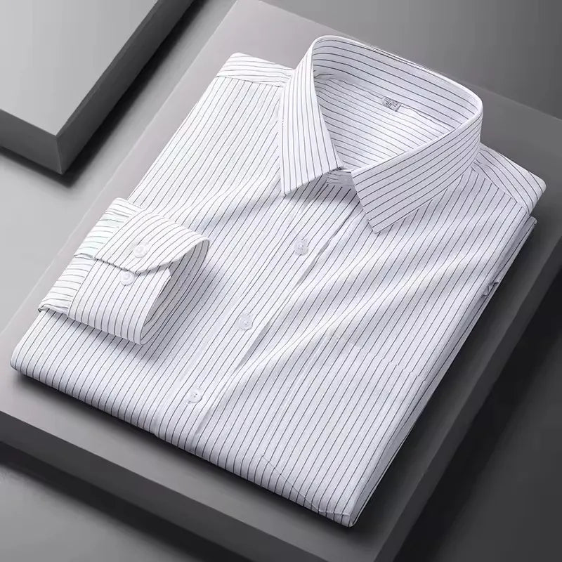 S-5XL Men's Formal Shirts Long Sleeve Office Solid Color