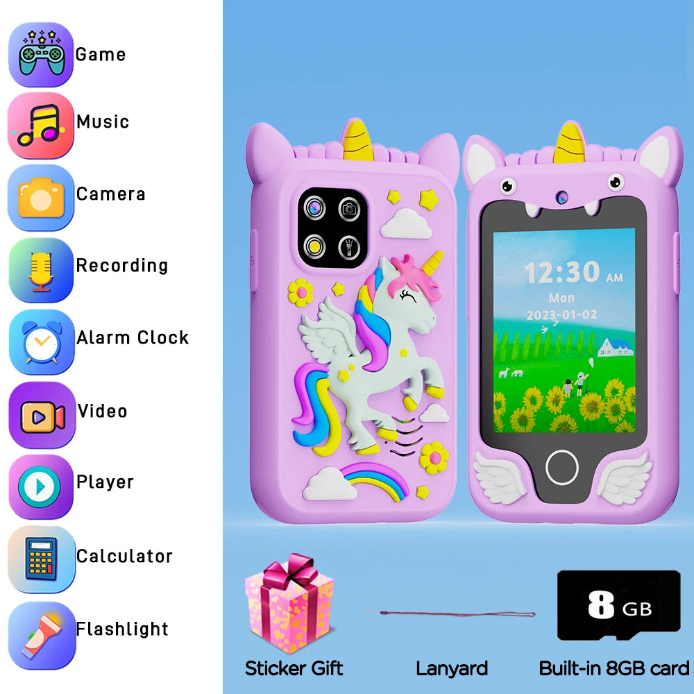New Smart Phone Kids Toys Unicorn  20 Games Dual Camera Music