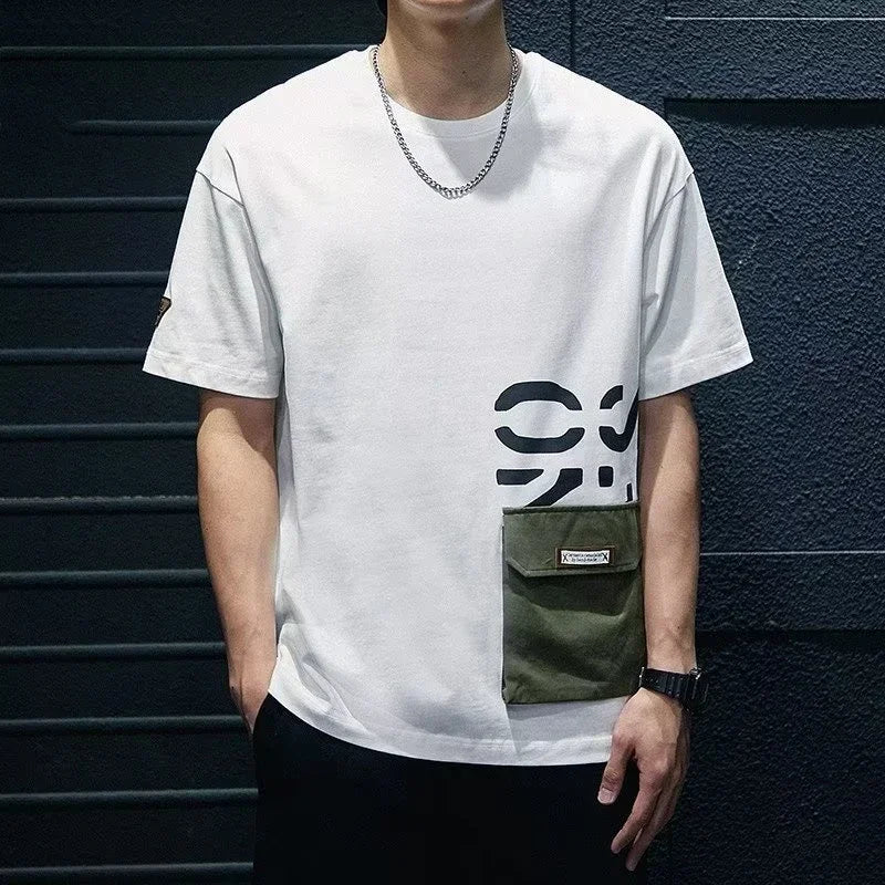 Summer Men's Short Sleeve Letter Printed T-shirt