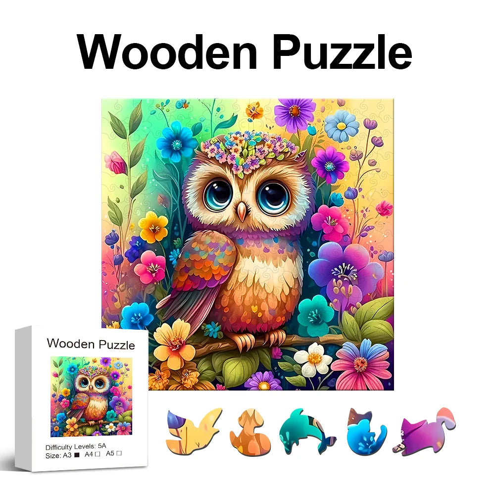 Colorful Owl Creative Wooden Puzzle,