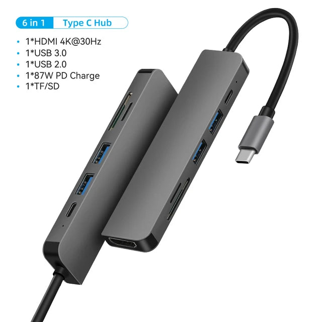 11 in 1 USB C HUB Type C to 4K HDMI-compatible USB 3.0 A