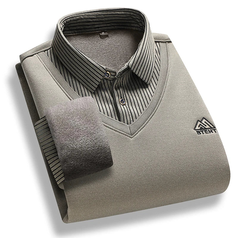 Retro Winter Pullovers Men Polo Neck Sweaters Fashion Striped