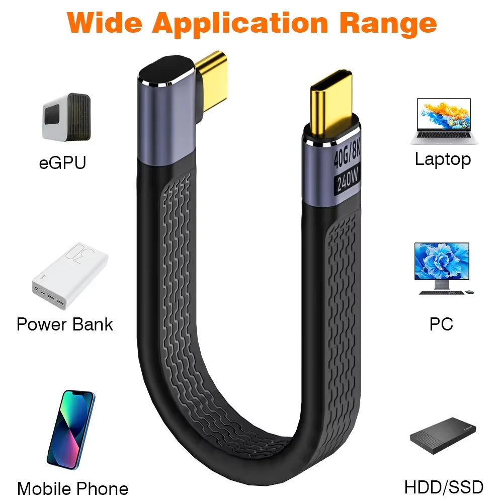 USB4 Elbow Short Cable 13.5cm Thunderbolt4 Type C Cable