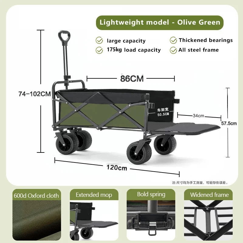 Trolley Folding Cart With Wheels Foldable Camping Carts