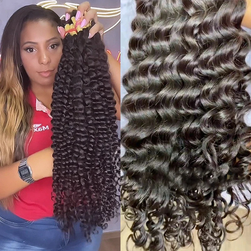 No Weft Human Hair Bundles  Kinky Curly