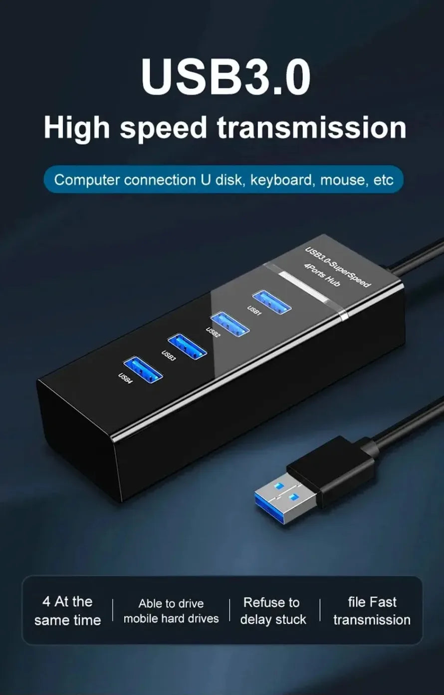 USB 3.0 Hub 4 Ports USB Hub High Speed