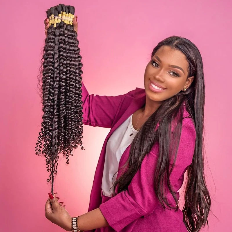 No Weft Human Hair Bundles  Kinky Curly