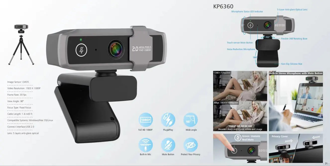 4K Webcam 1080P 2K Full HD Web Camera With Microphone
