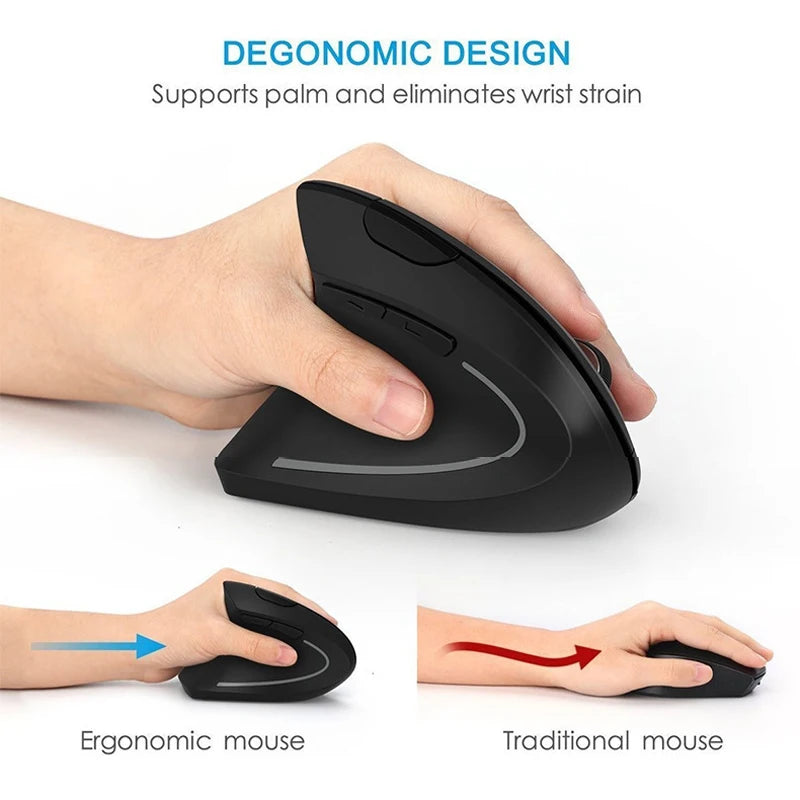 Vertical Ergonomic Portable Wired USB Wireless Mouse