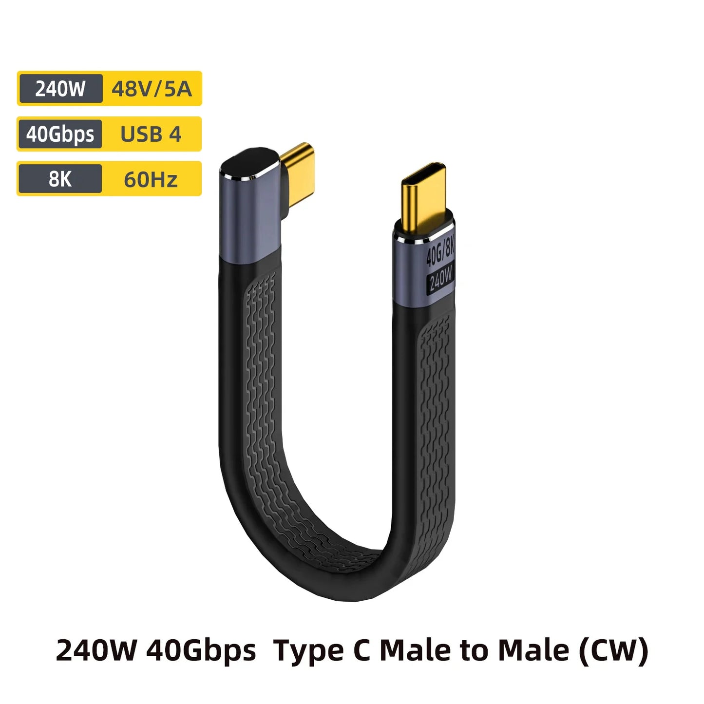 USB4 Elbow Short Cable 13.5cm Thunderbolt4 Type C Cable