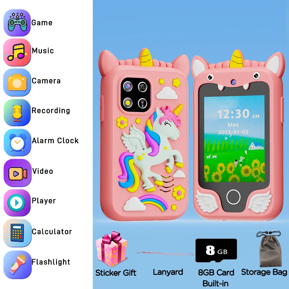 New Smart Phone Kids Toys Unicorn  20 Games Dual Camera Music