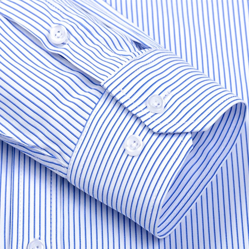 S-5XL Men's Formal Shirts Long Sleeve Office Solid Color