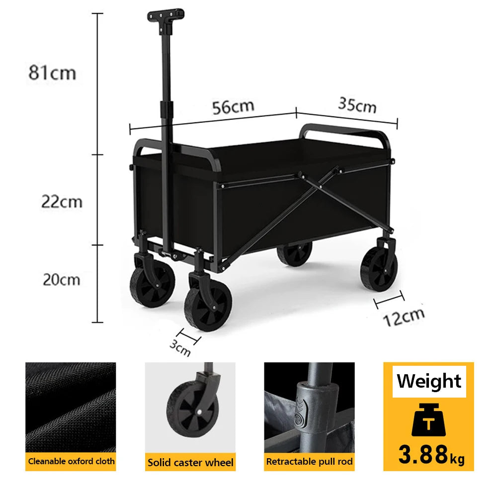 Trolley Folding Cart With Wheels Foldable Camping Carts