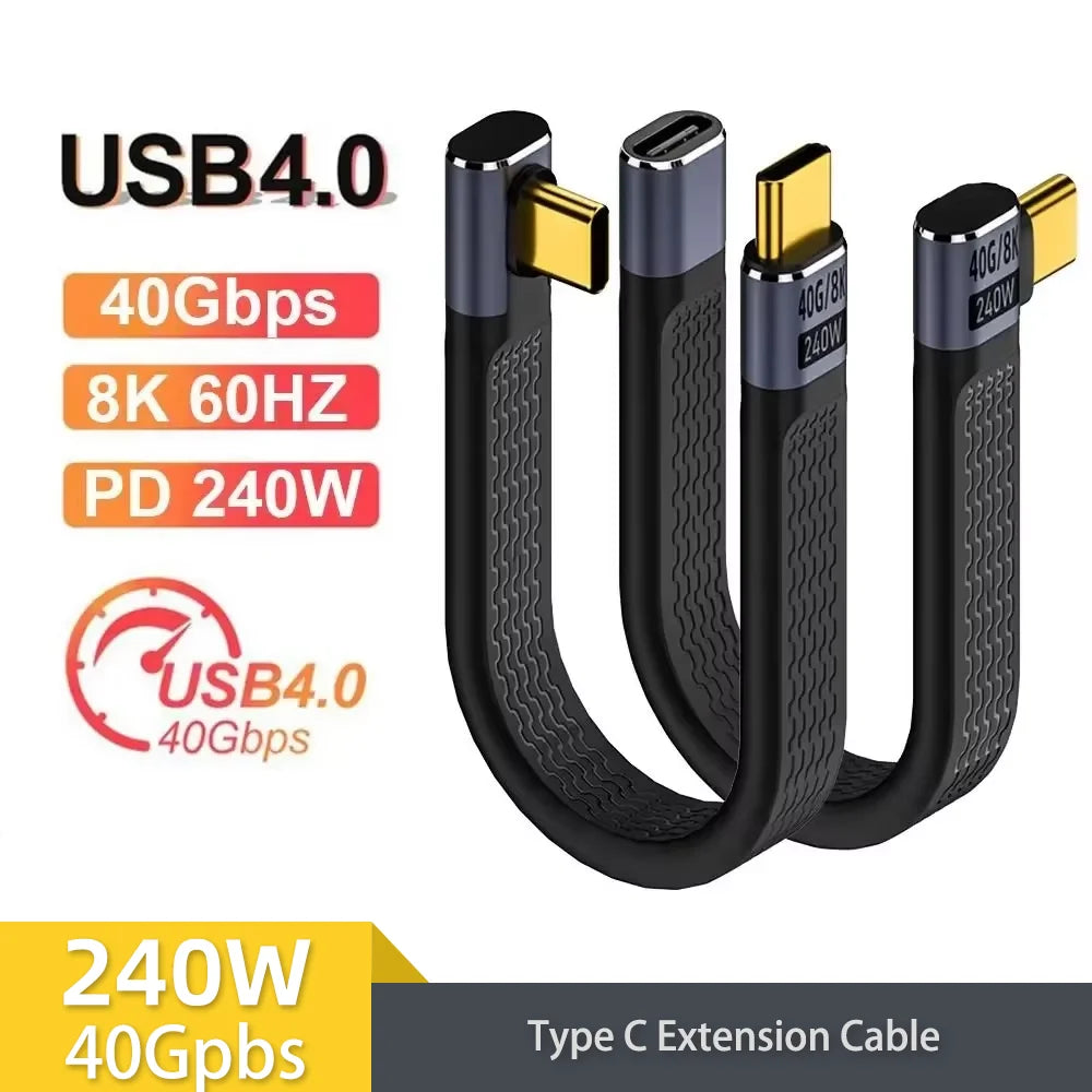 USB4 Elbow Short Cable 13.5cm Thunderbolt4 Type C Cable
