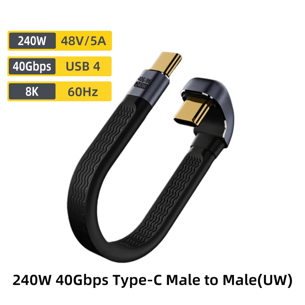 USB4 Elbow Short Cable 13.5cm Thunderbolt4 Type C Cable