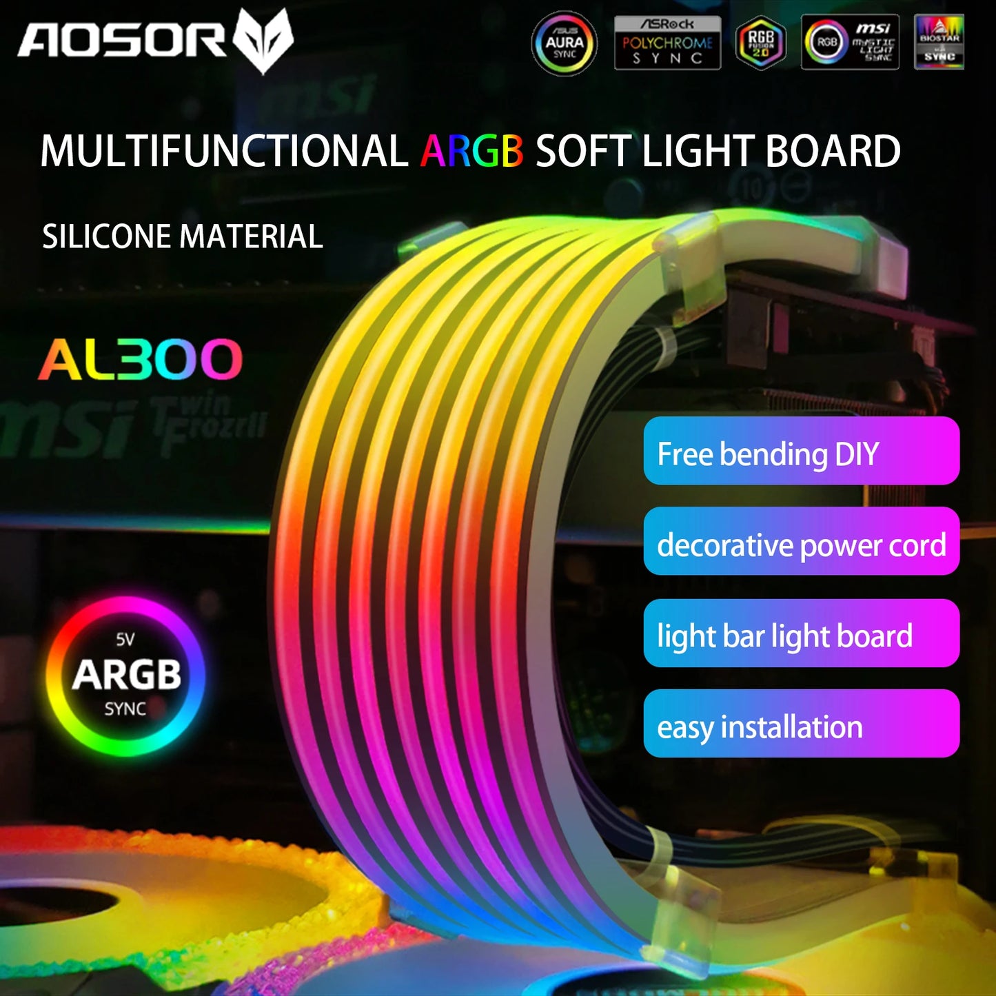 COOLMOON AOSOR ARGB  LED Light Strip for 24PIN Motherboard