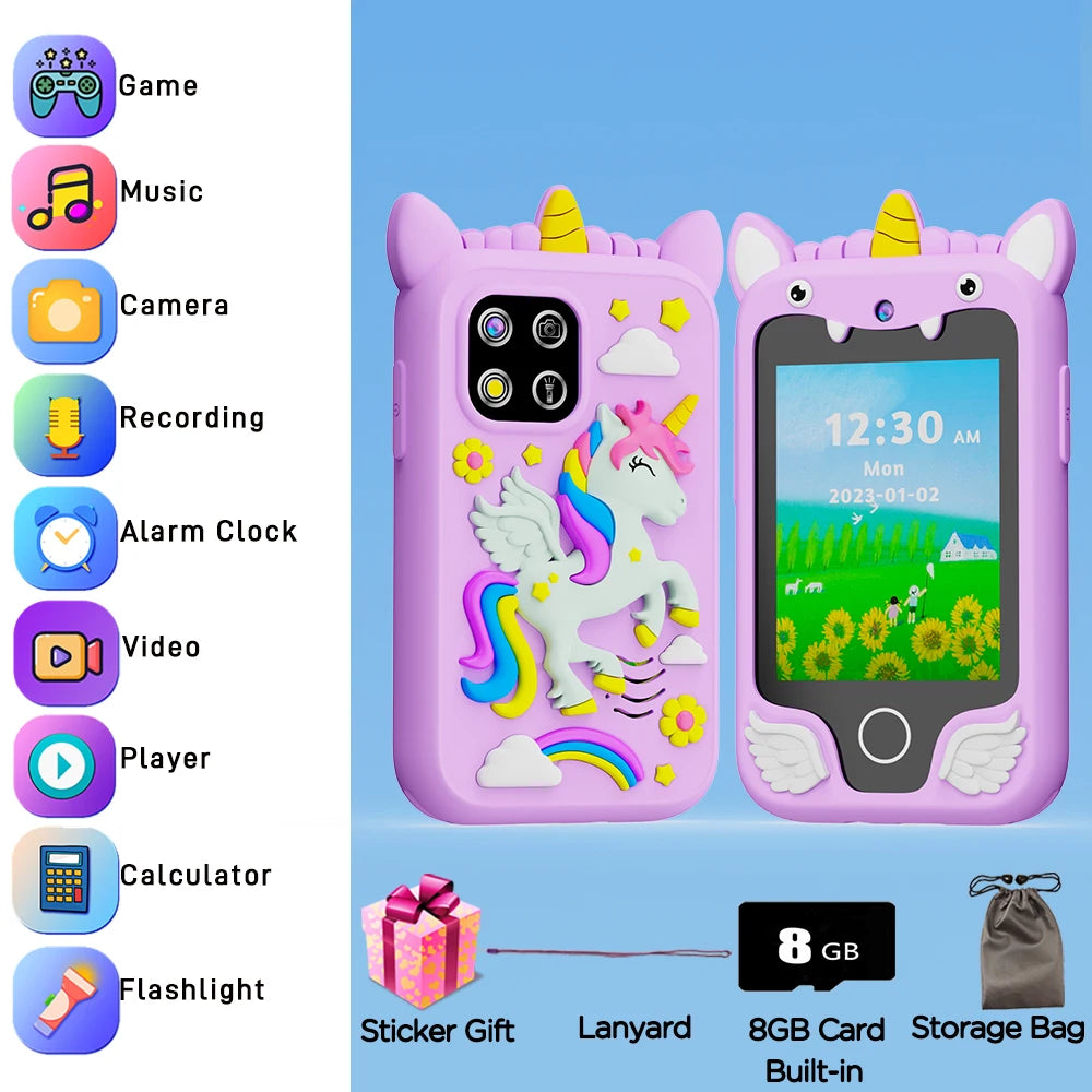 New Smart Phone Kids Toys Unicorn  20 Games Dual Camera Music