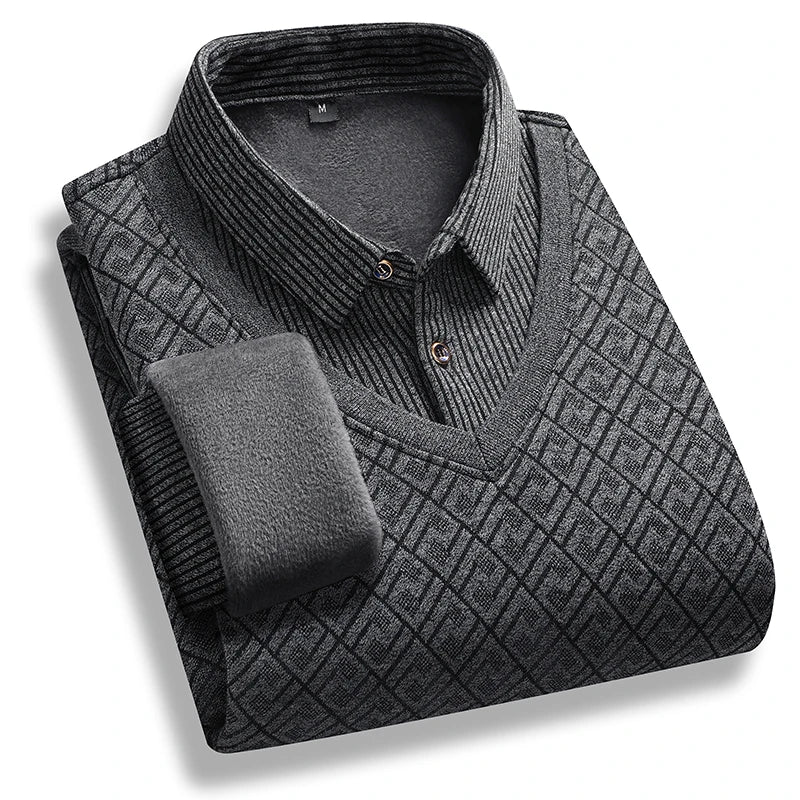 Retro Winter Pullovers Men Polo Neck Sweaters Fashion Striped