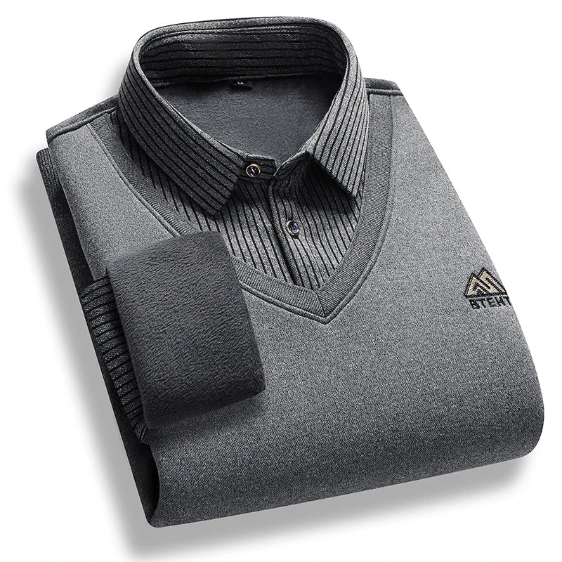 Retro Winter Pullovers Men Polo Neck Sweaters Fashion Striped