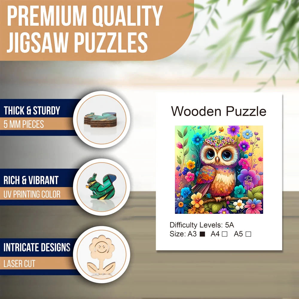 Colorful Owl Creative Wooden Puzzle,