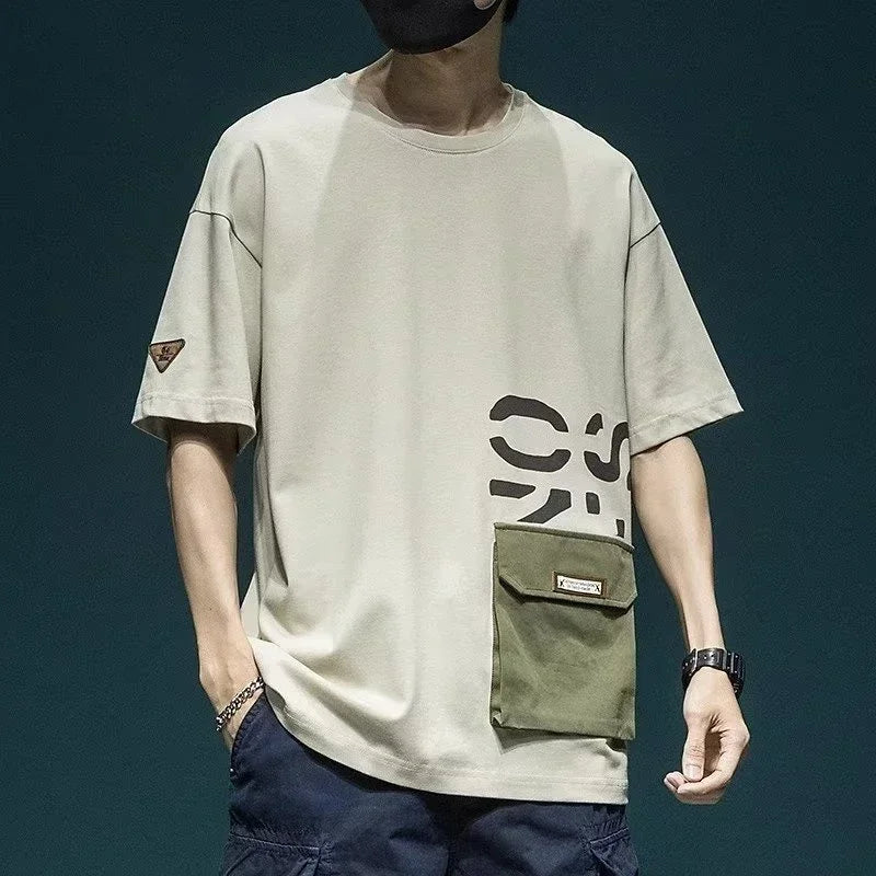 Summer Men's Short Sleeve Letter Printed T-shirt