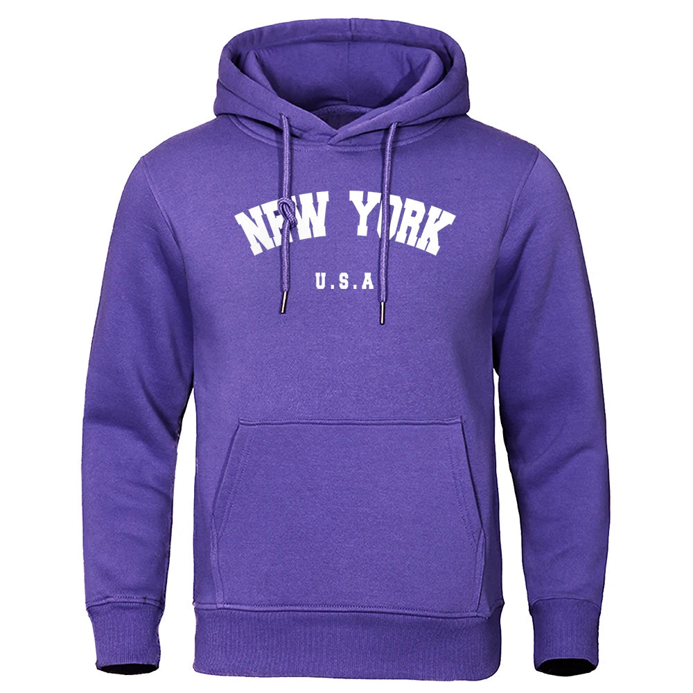 NEW YORK Letter U.S.A City Print Hoody Men Fashion