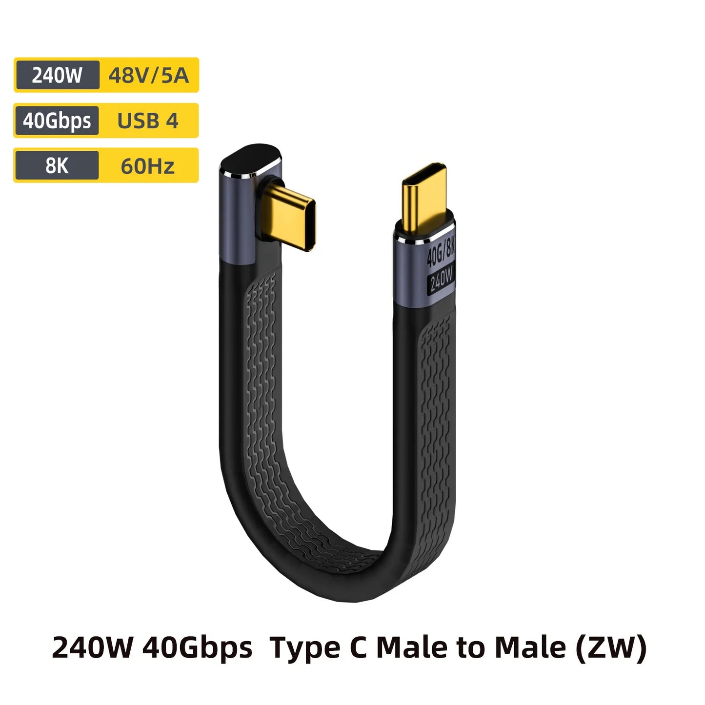 USB4 Elbow Short Cable 13.5cm Thunderbolt4 Type C Cable