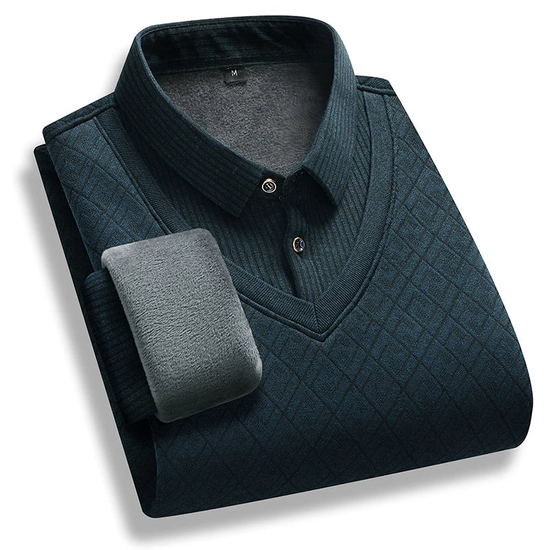 Retro Winter Pullovers Men Polo Neck Sweaters Fashion Striped