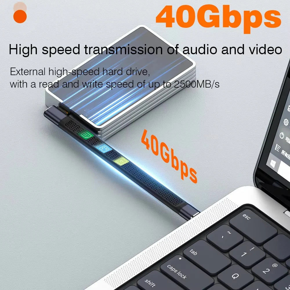 USB4 Elbow Short Cable 13.5cm Thunderbolt4 Type C Cable