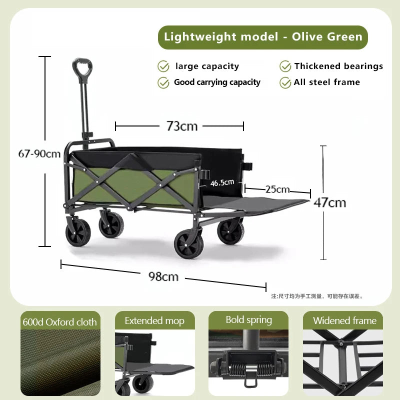 Trolley Folding Cart With Wheels Foldable Camping Carts