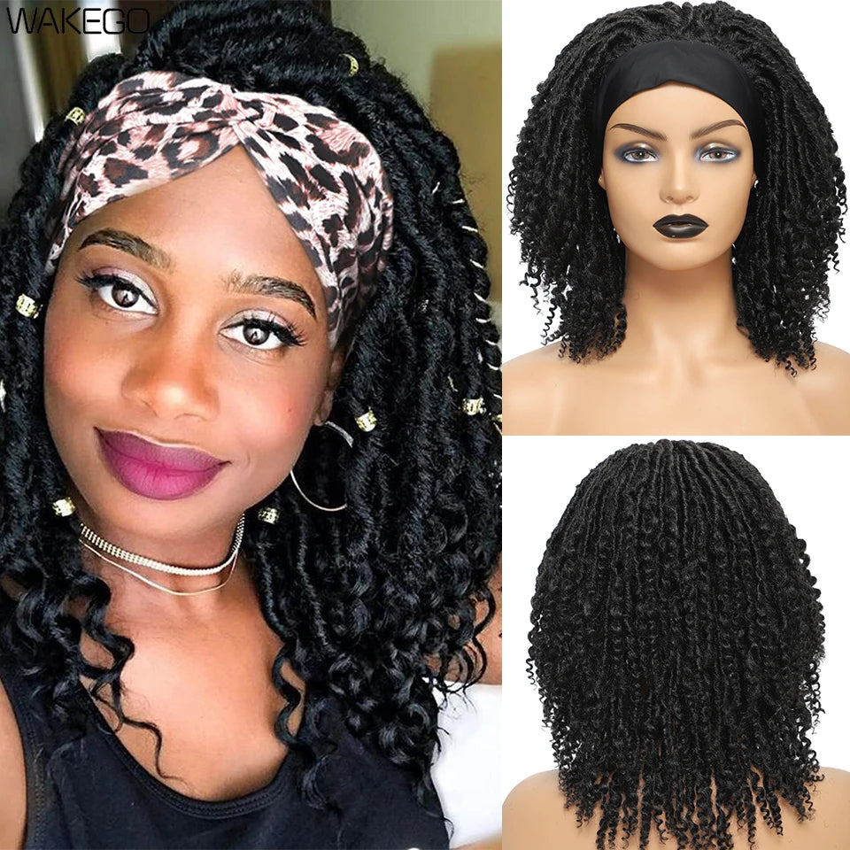 Short Dreadlock Curly Headband Wig