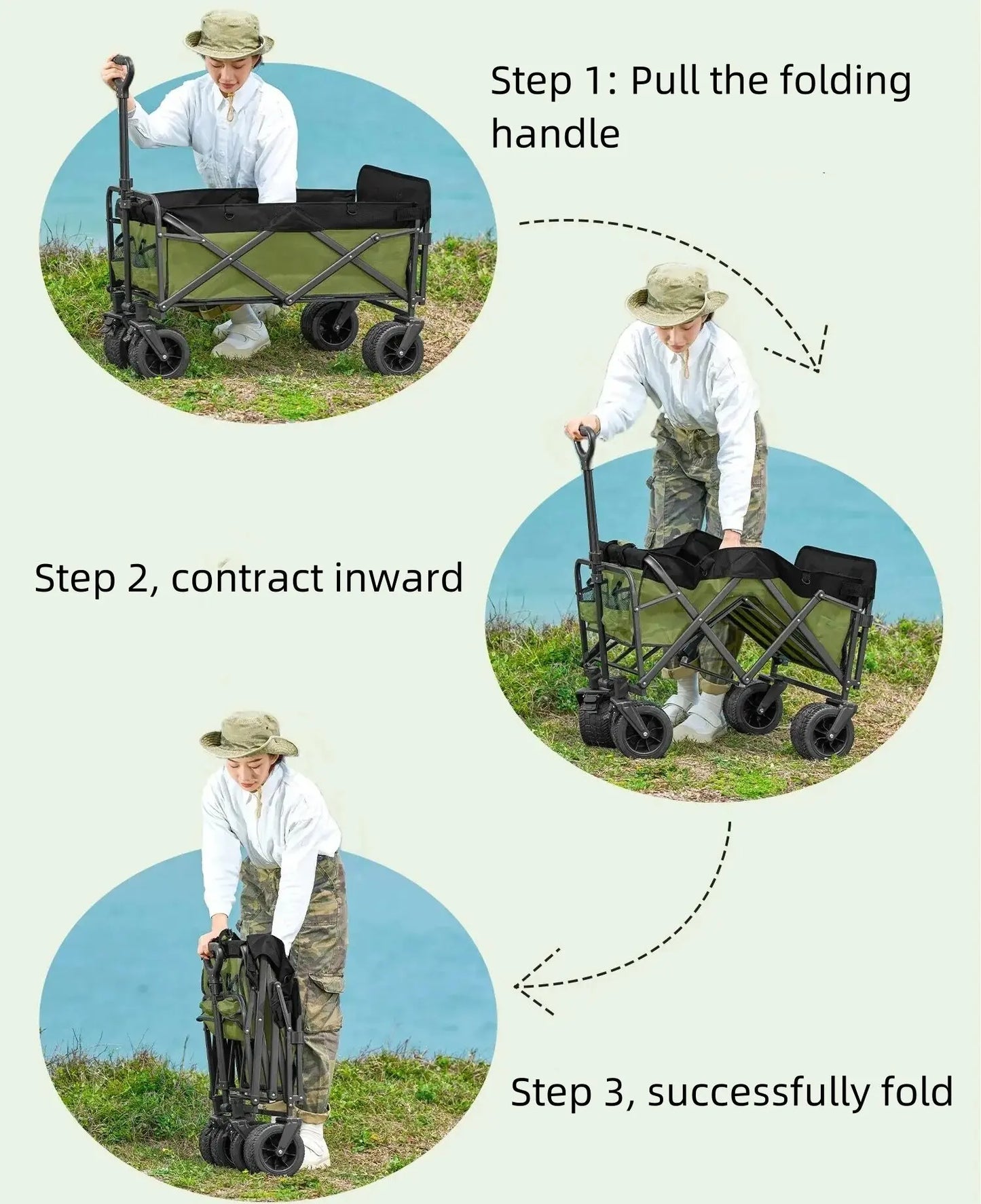 Trolley Folding Cart With Wheels Foldable Camping Carts