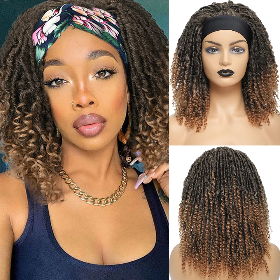 Short Dreadlock Curly Headband Wig