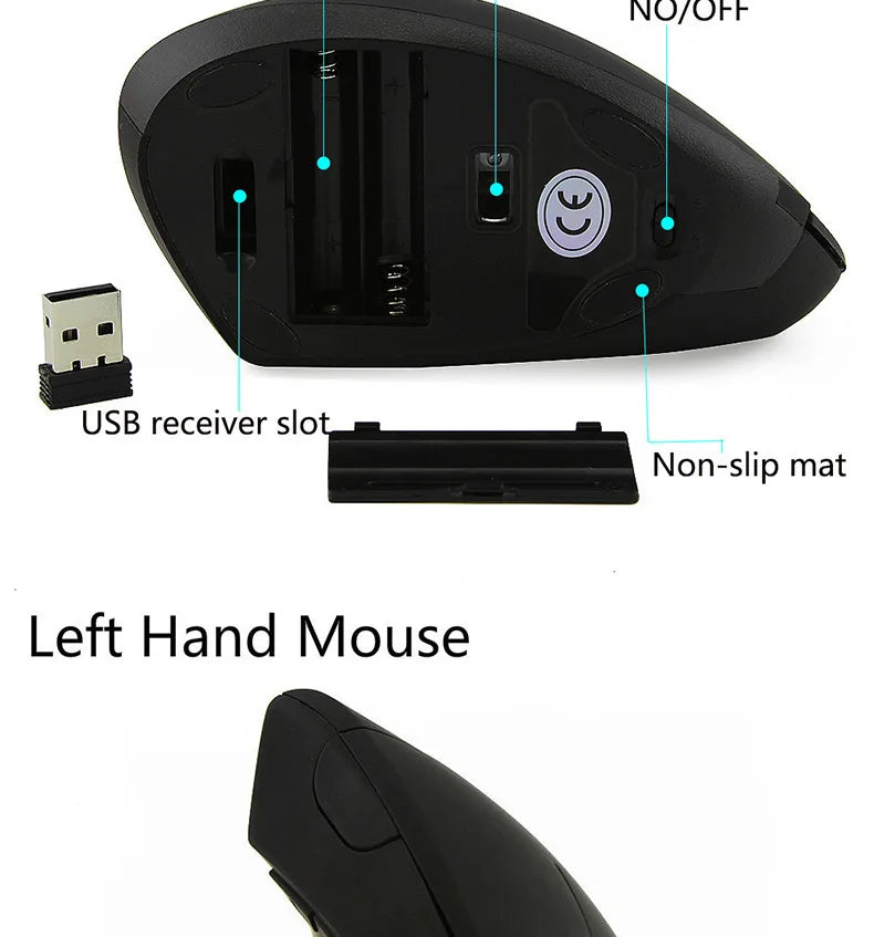 Vertical Ergonomic Portable Wired USB Wireless Mouse