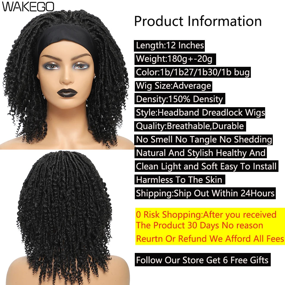 Short Dreadlock Curly Headband Wig