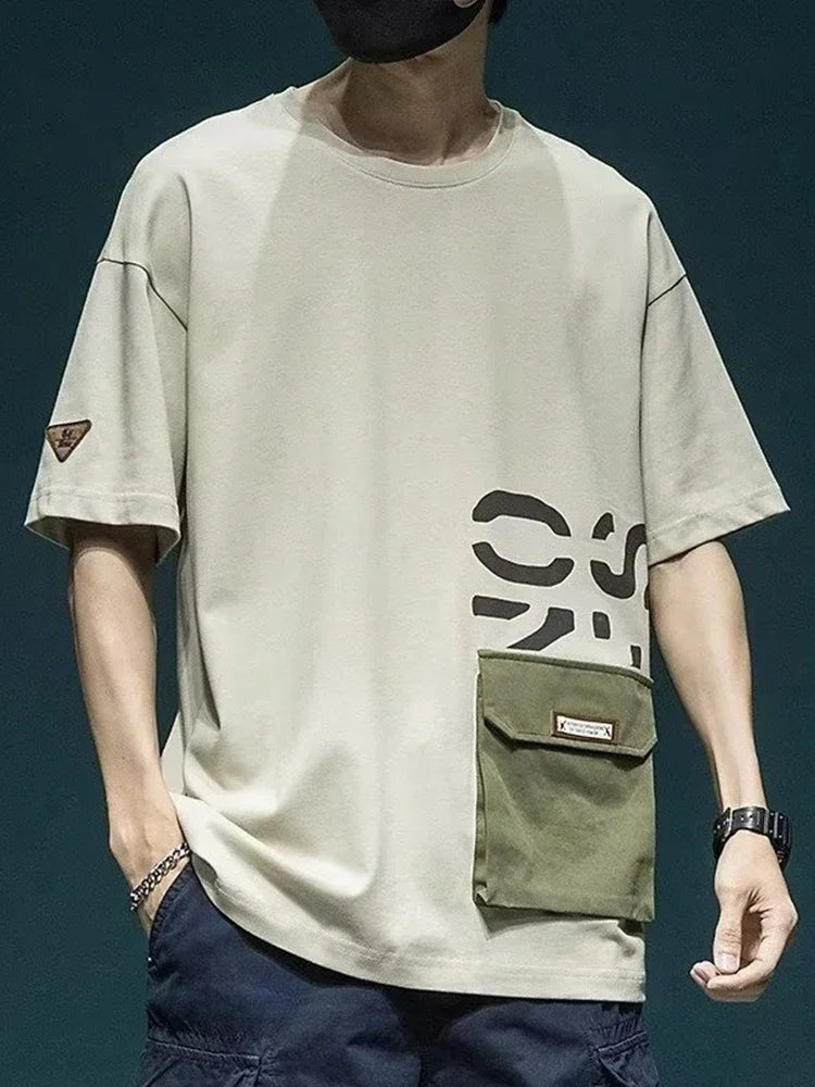 Summer Men's Short Sleeve Letter Printed T-shirt