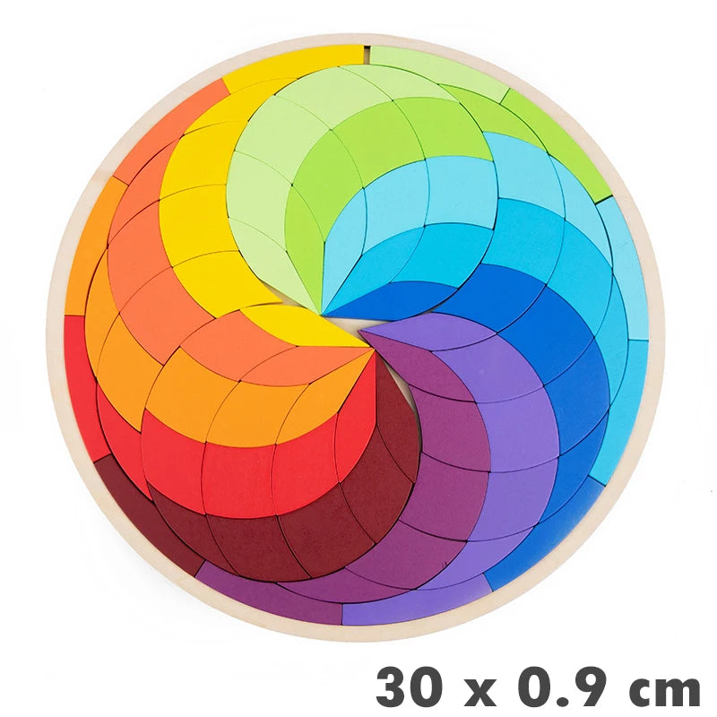 Rainbow Jigsaw Children Wooden Toys 3D Puzzle Montessori