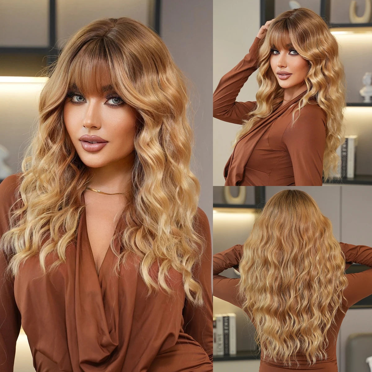 NAMM Long curly Hair Wig Brown