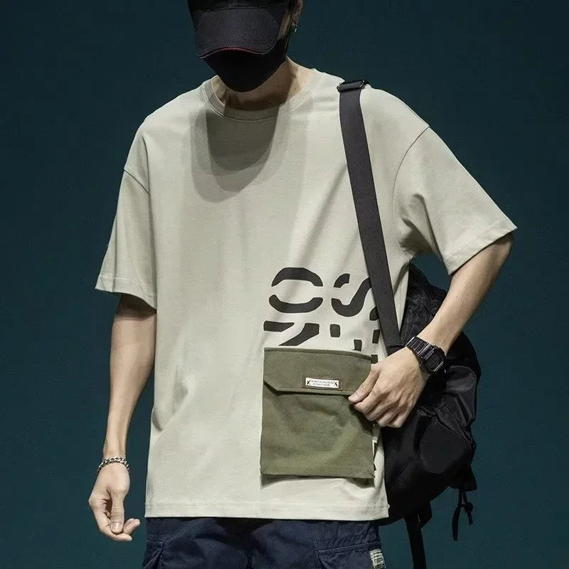 Summer Men's Short Sleeve Letter Printed T-shirt